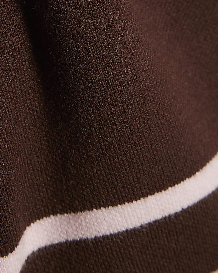 Girls Brown Stripe Cherry Cardigan