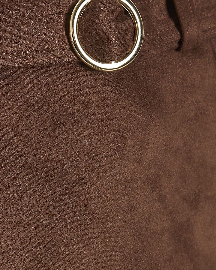Mini Girls Brown Faux Suede Skort Set