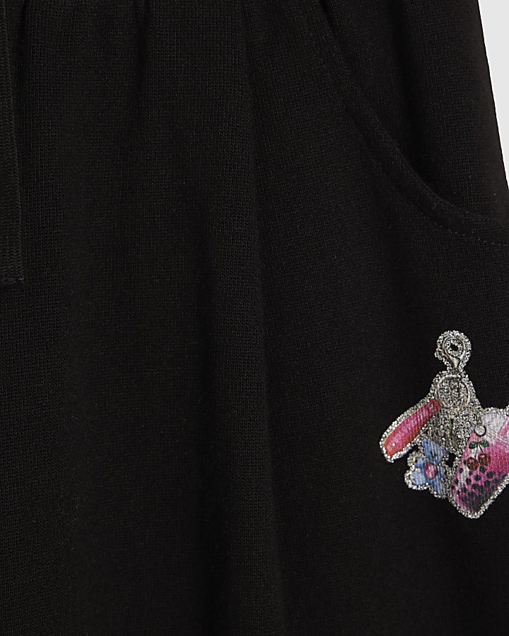 Girls Black Sticker Joggers