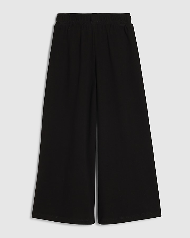 Girls Black Sticker Joggers