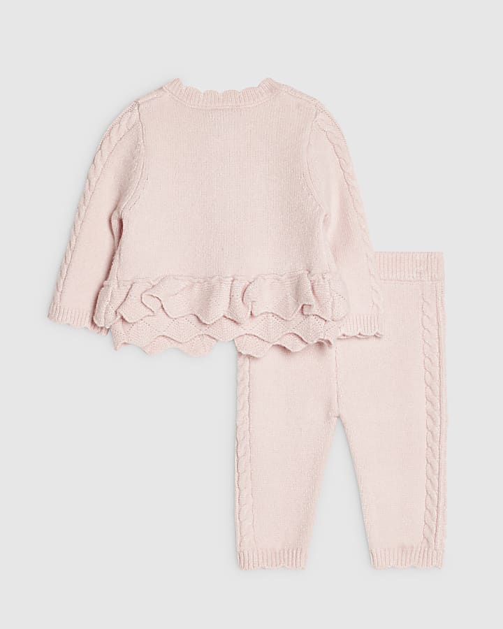Baby Girls Pink Peplum Cardigan Set