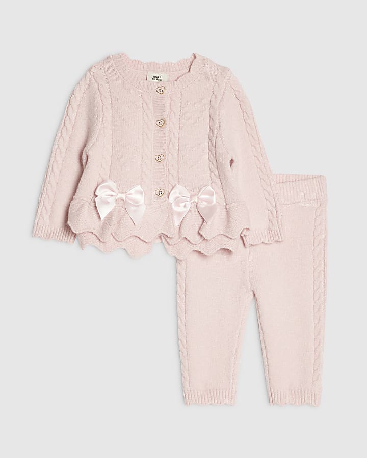Baby Girls Pink Peplum Cardigan Set