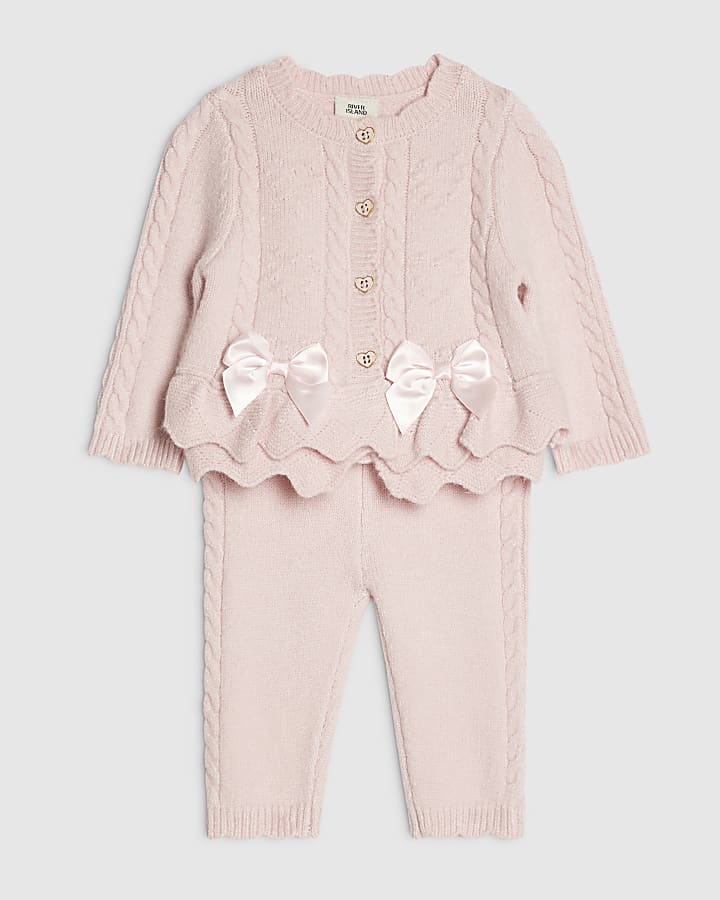 Baby Girls Pink Peplum Cardigan Set