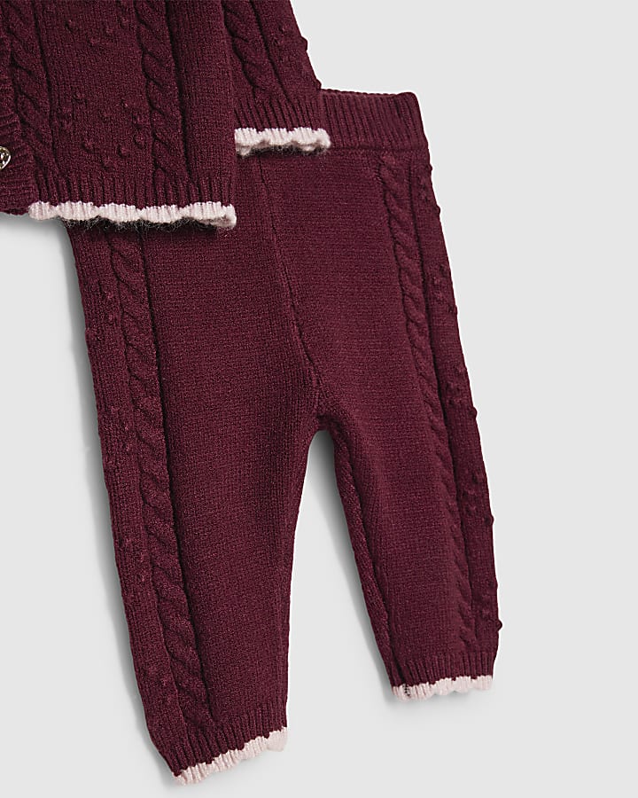 Baby Girls Red Knitted Cape Cardigan Set
