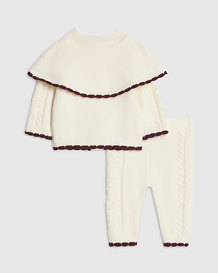 Baby Girls Cream Knitted Cape Cardigan Set