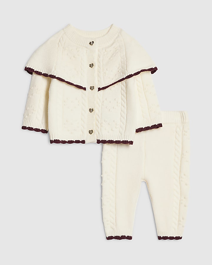 Baby Girls Cream Knitted Cape Cardigan Set