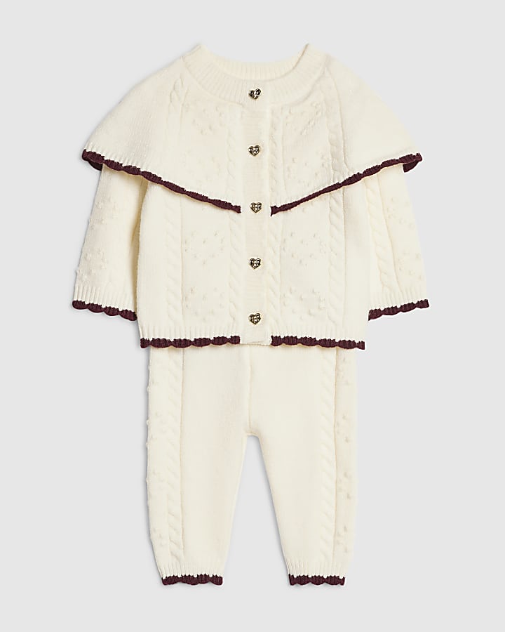 Baby Girls Cream Knitted Cape Cardigan Set