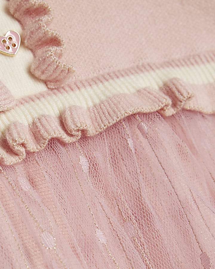 Baby Girls Pink Tulle Hybrid Knit Dress