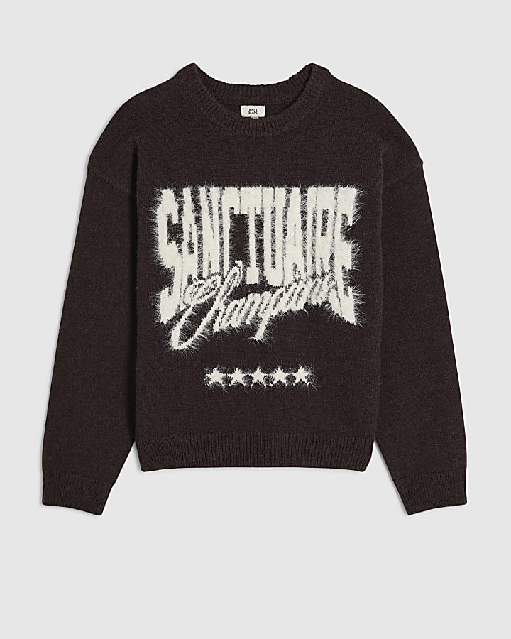 Boys Brown Fluffy Sanctuaire Jumper