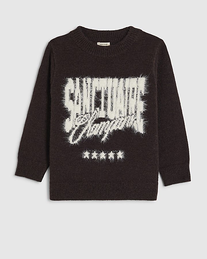 Mini Boys Brown Fluffy Sanctuaire Jumper