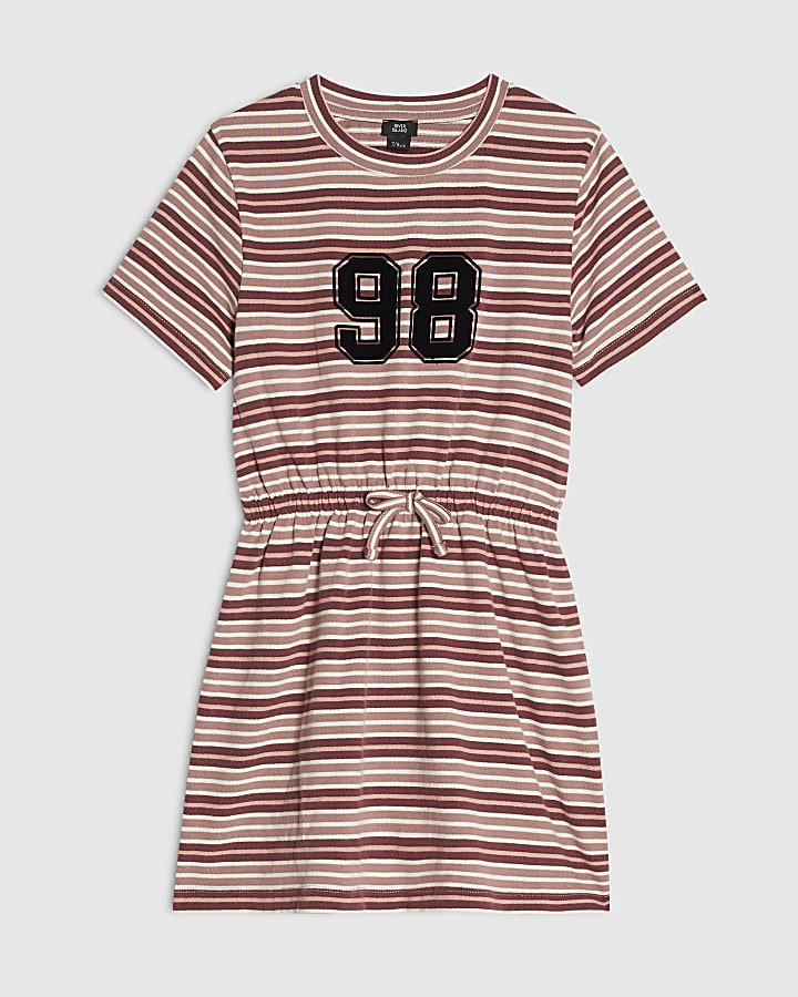 Girls Red Stripe 98 Tie Dress