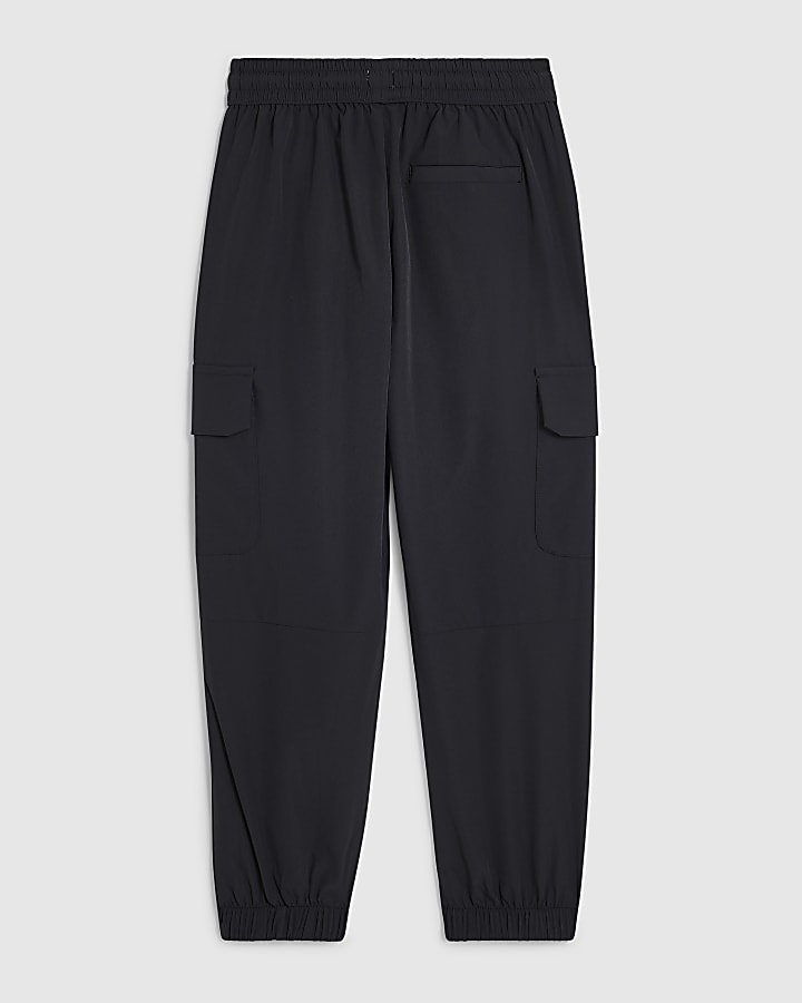 Boys Black Tech Pocket Cargo Trousers