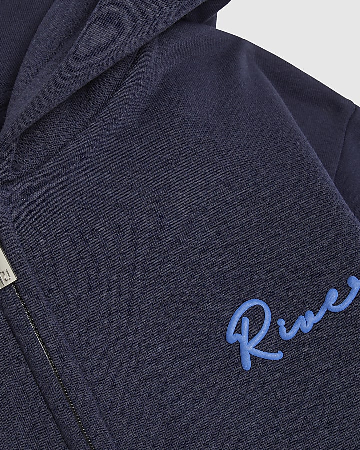 Boys Navy RI Zipped Hoodie Set