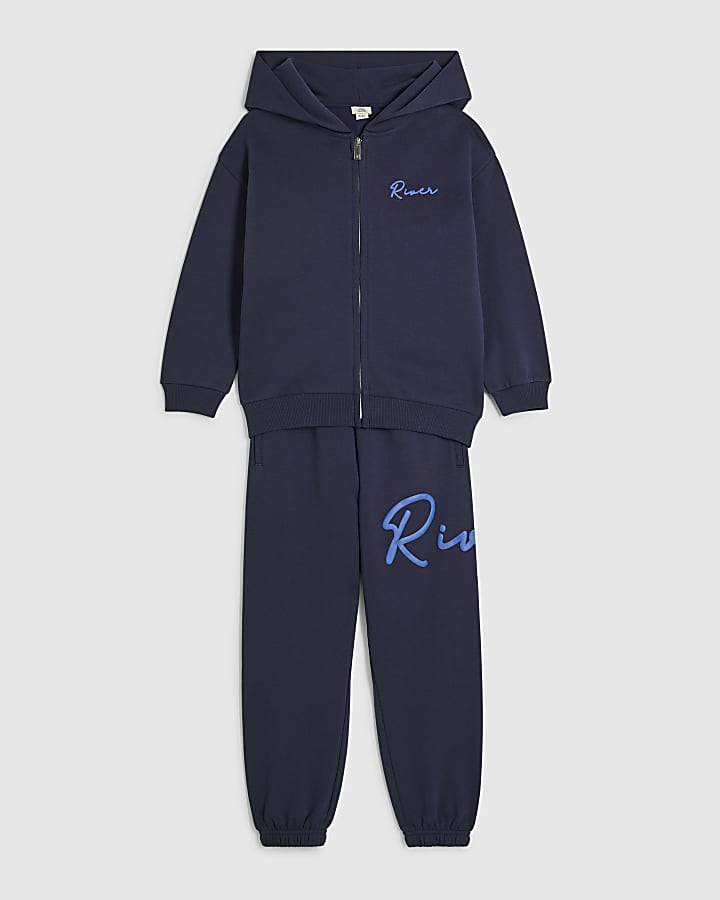 Boys Navy RI Zipped Hoodie Set