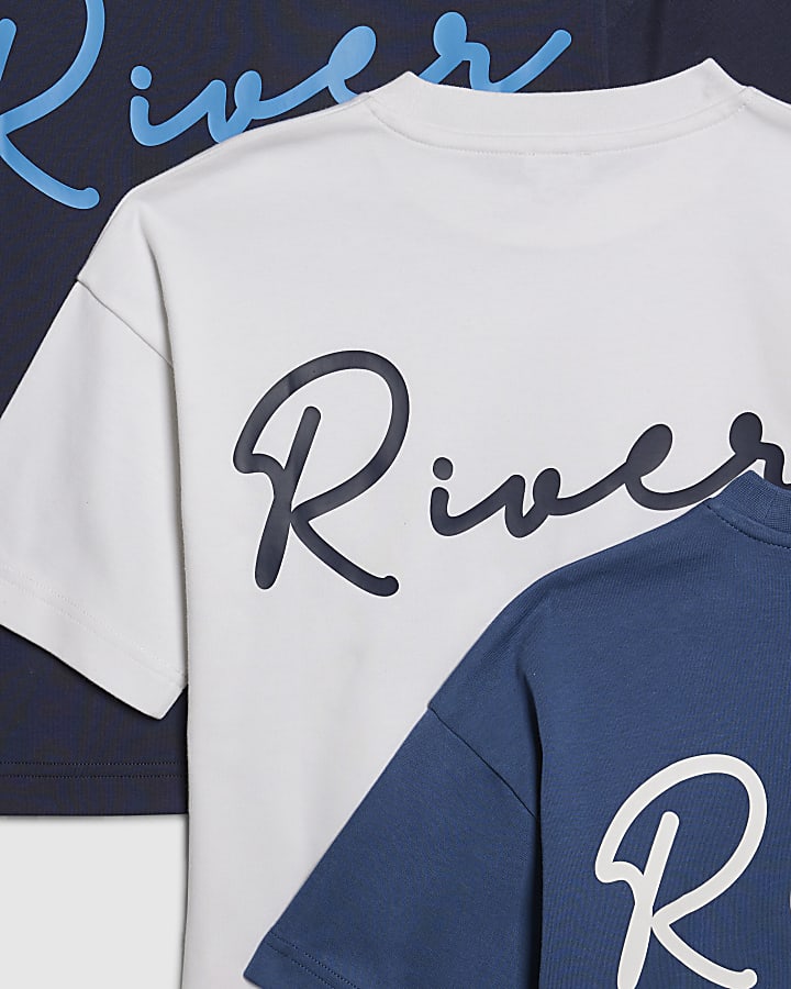 Boys Blue Ri Branded T-Shirt Set Of 3