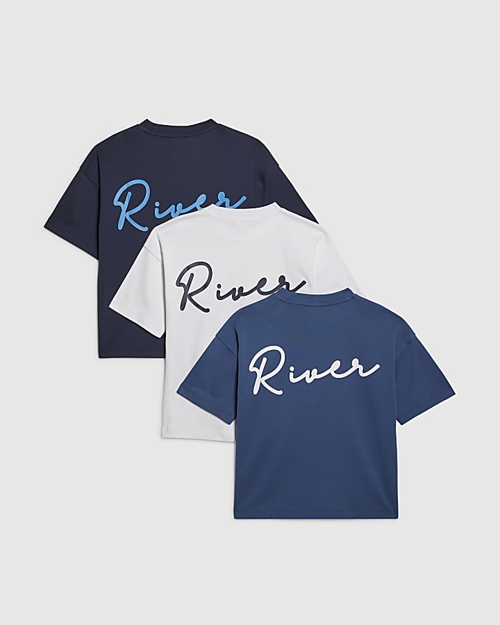 Boys Blue Ri Branded T-Shirt Set Of 3