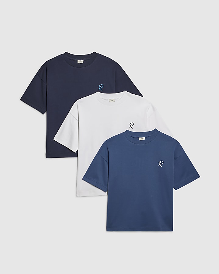 Boys Blue Ri Branded T-Shirt Set Of 3