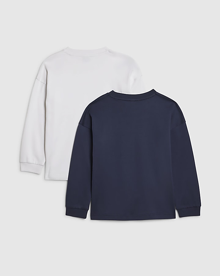 Boys Blue Long Sleeve T-Shirt Pack Of 2
