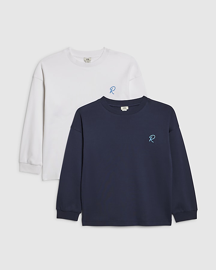 Boys Blue Long Sleeve T-Shirt Pack Of 2