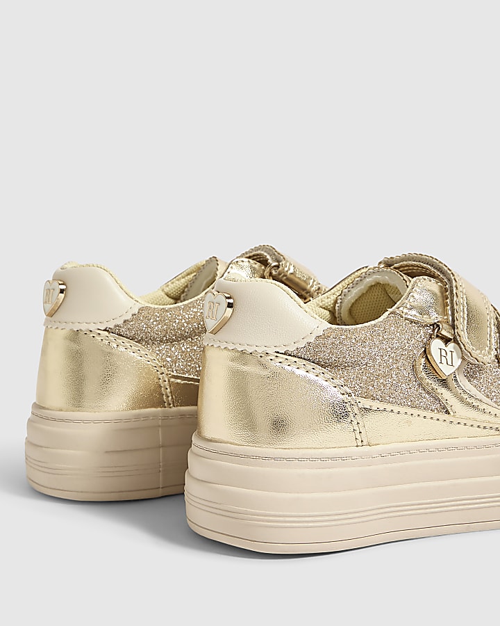 Girls Gold Glitter Trainers