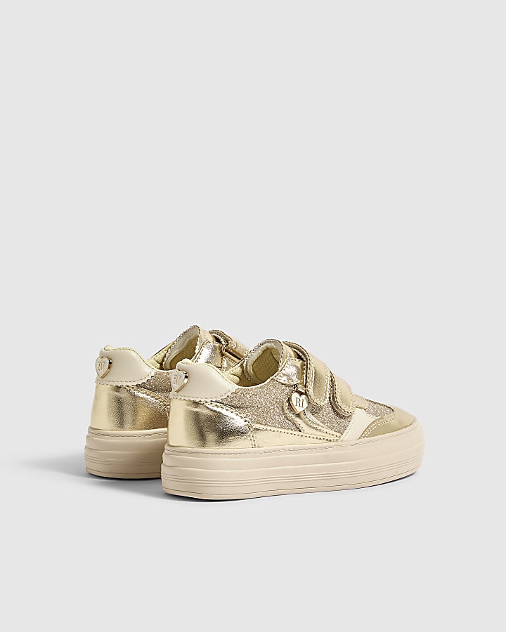 Girls Gold Glitter Trainers