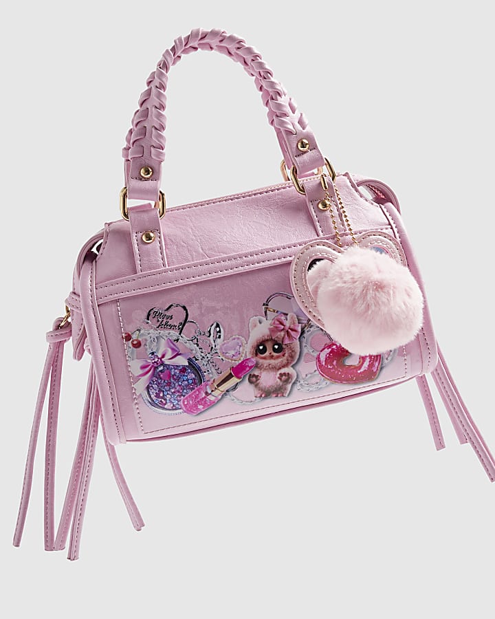 Girls Pink Printed Cross Body Bag