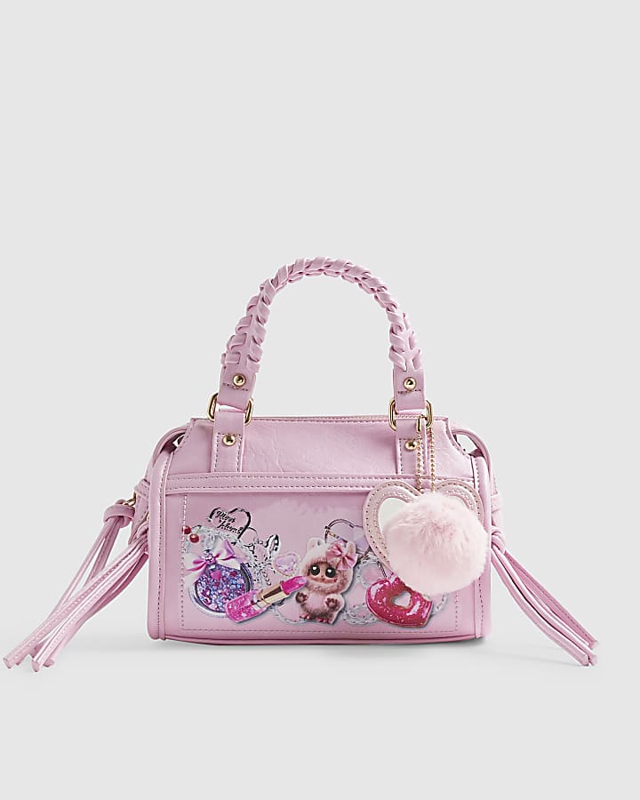 Girls Pink Printed Cross Body Bag
