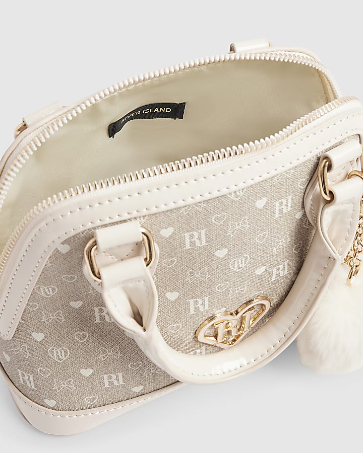 Girls Cream Monogram Crossbody Bag
