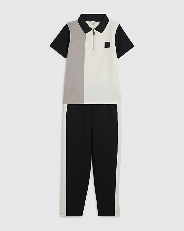 Boys Black Premium Polo Shirt Set