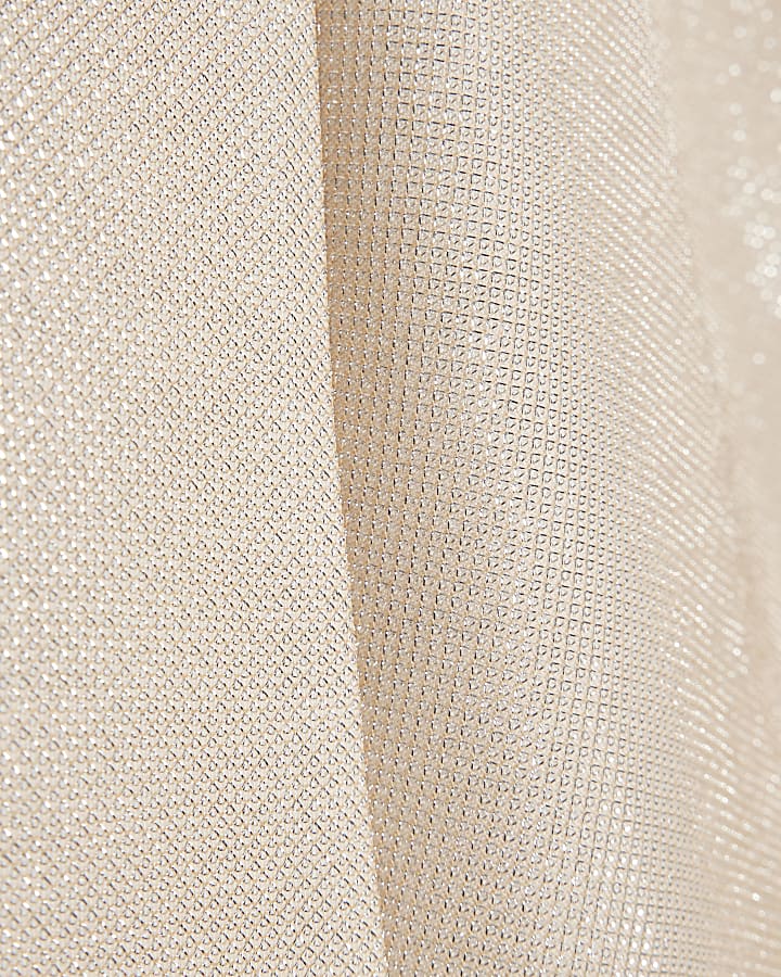 Girls Beige Glitter Bow Premium Dress