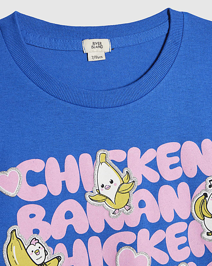 Girls Blue Chicken Banana T-Shirt