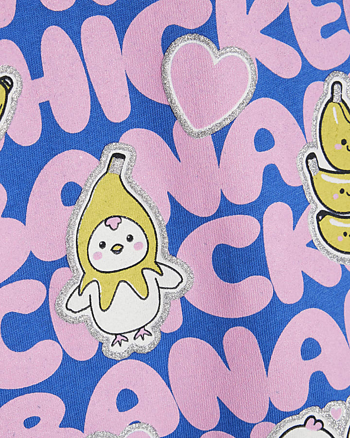 Girls Blue Chicken Banana T-Shirt