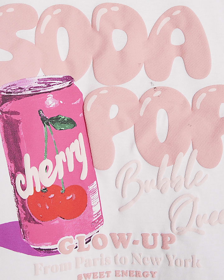 Girls White Soda Pop Cycle Shorts Set