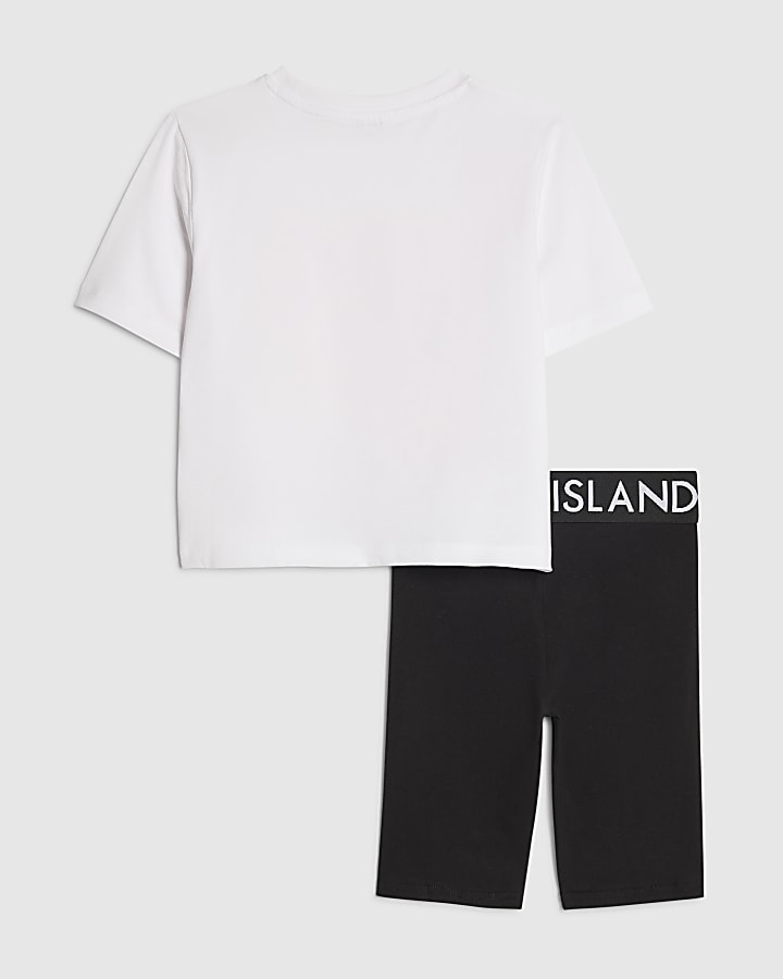 Girls White Soda Pop Cycle Shorts Set