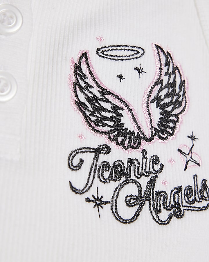Girls White Angels Tank Top & Jogger Set