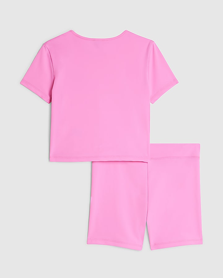 Girls Pink Active T-Shirt And Shorts Set