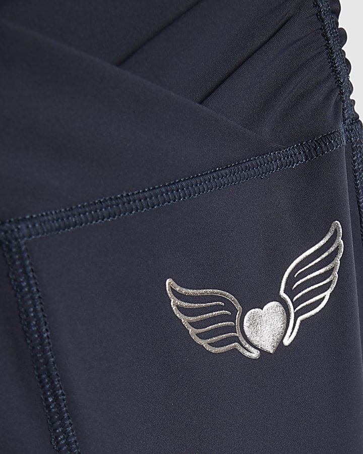 Girls Navy Heart Wings Tank Top Set