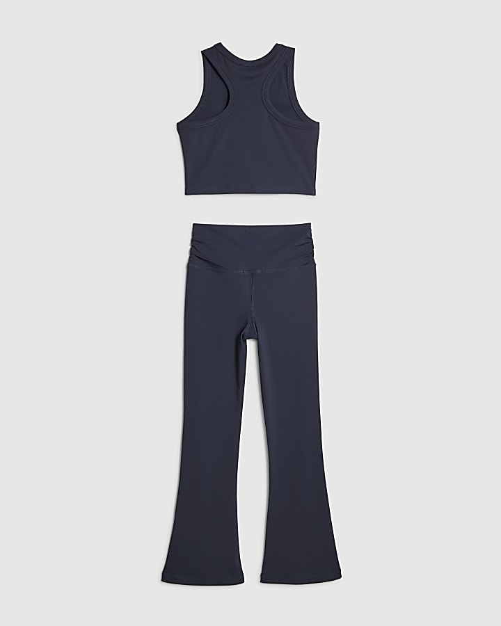 Girls Navy Heart Wings Tank Top Set