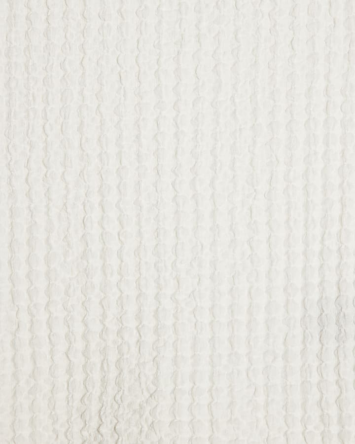 Girls White Textured Top & Trouser Set