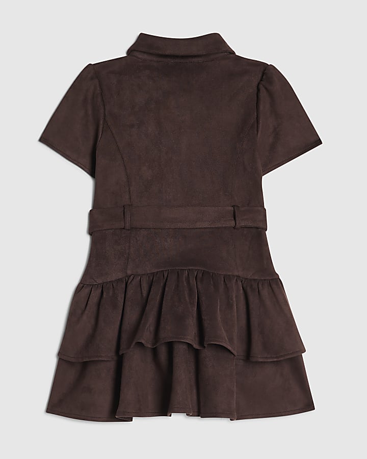 Mini Girls Brown Faux Suedette Prom Dress