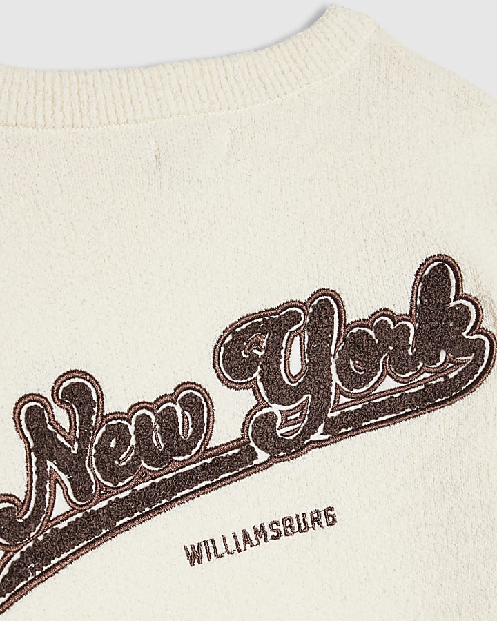 Mini Boys Cream New York Boucle Jumper