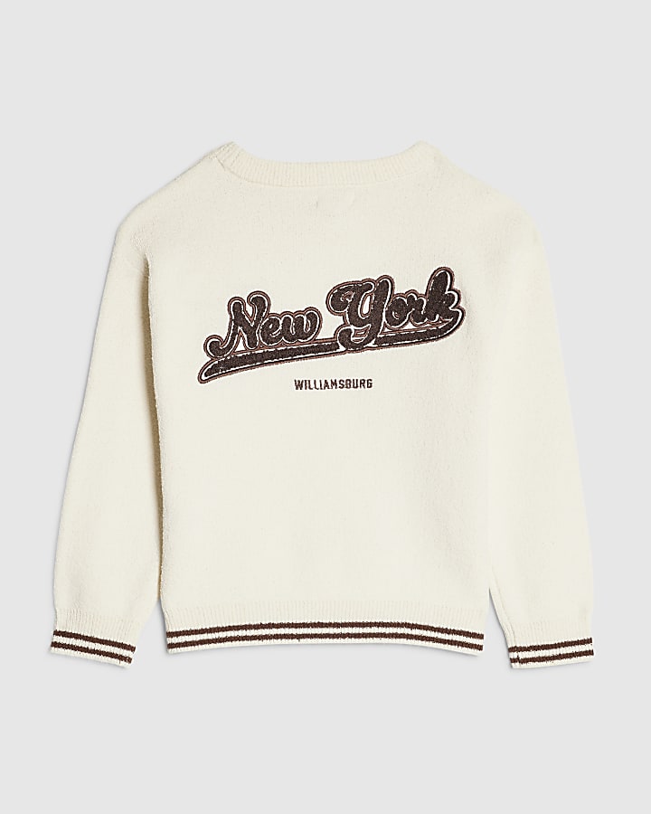 Mini Boys Cream New York Boucle Jumper