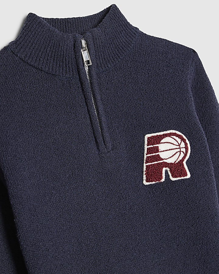 Mini Boys Navy R Basketball Boucle Jumper