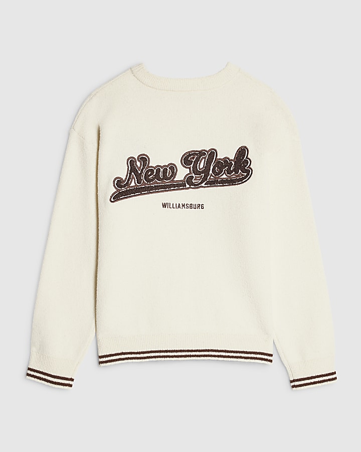 Boys Cream New York Boucle Jumper