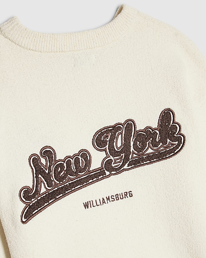 Boys Cream New York Boucle Jumper