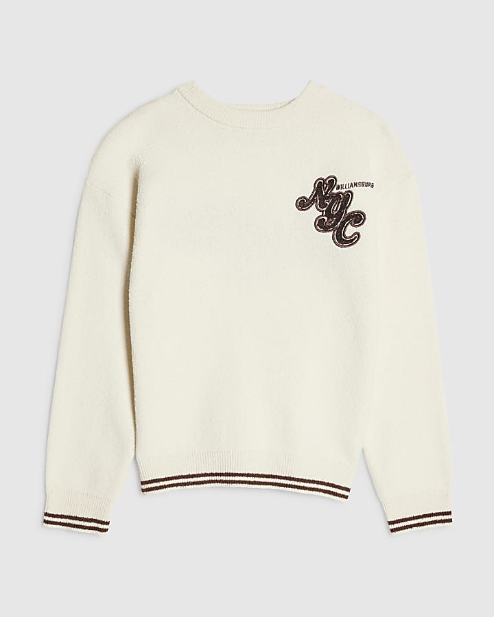 Boys Cream New York Boucle Jumper