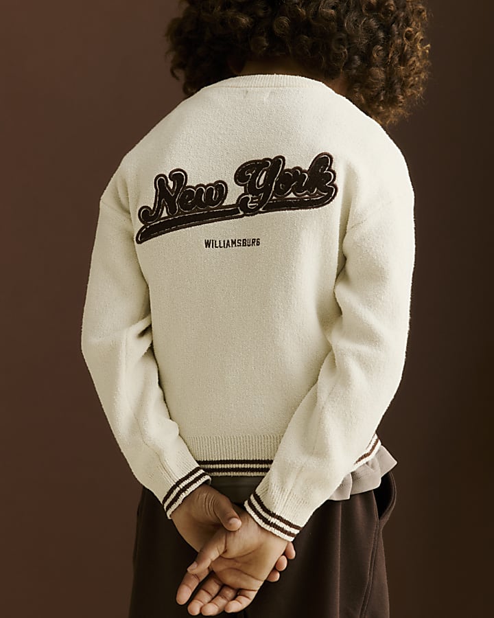 Boys Cream New York Boucle Jumper