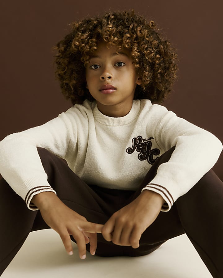 Boys Cream New York Boucle Jumper