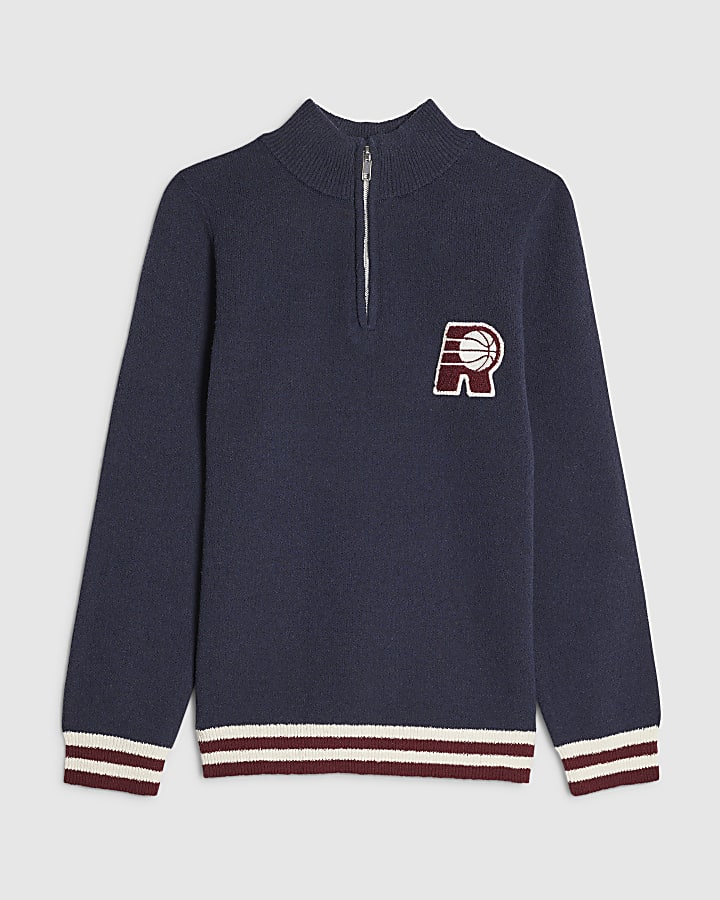 Boys Navy R Basketball Boucle Jumper