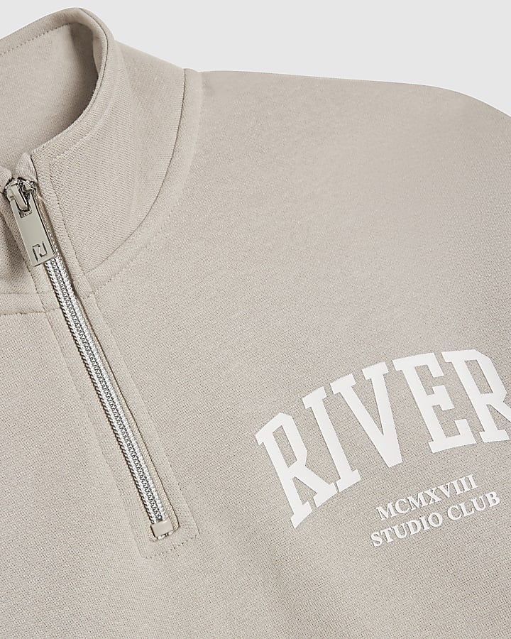Boys Beige RI Funnel Sweatshirt Set
